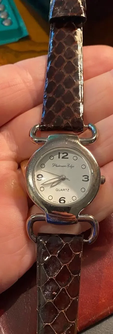 Women's 30mm silver Tone Platinum Edge Watch with Genuine Choice Cobra Band